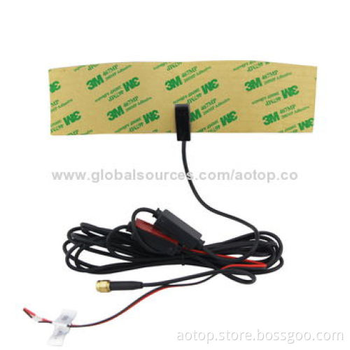 Hot Selling Car Active Film Antenna for Digital TV Boxes with VHF/UHF, SMA Brass Connector, 5m Cable